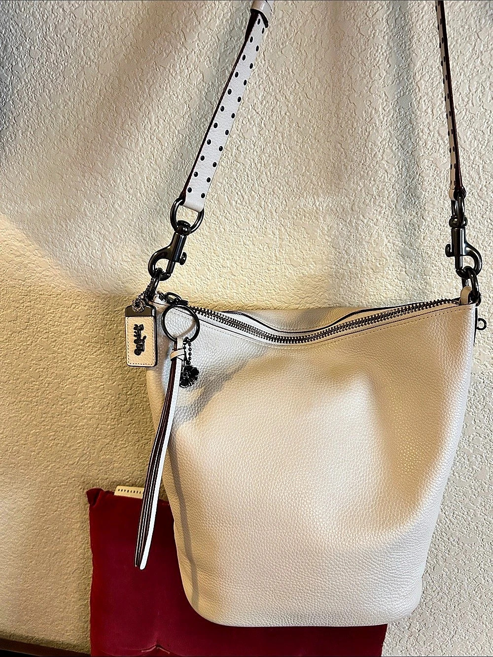 Coach Madison Leather Crossbody in White & Brown